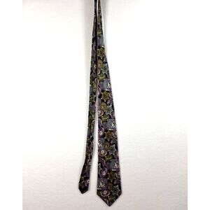 Bachrach Tie Purple Blue Green Tea Themed 62" 100% Silk